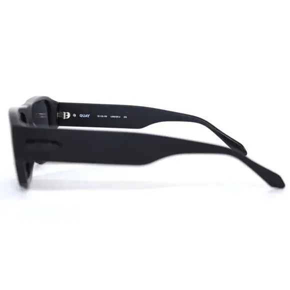 Quay Australia NIGHT CAP Rectangle Sunglasses Polarized - Matte Black/Black - Picture 4 of 11